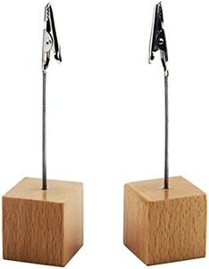 ccHuDE 10 Pcs Wooden Memo Clip Holders Cube Base Memo Clips Place Card Holders Number Cards Clip Holders Photo Picture Note Clip Holders for Wedding Table