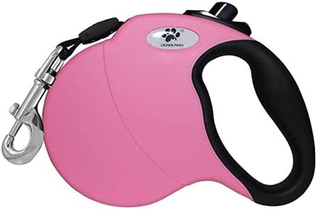 CROWN PAWS 16 ft Retractable Dog Leash for Large Dogs up to 110 lbs,Tangle-Free Nylon Tape,Pink Dan L