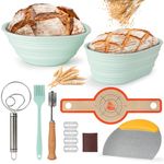 HUIJUTCHEN Sourdough Bread Baking Supplies, Sourdough Starter Kit 9 inch Round & 10 Oval Silicone Bread Basket with Silicone Bread Sling, Bread Lame, Bread Whisk, Dough Cutter and Silicone Oil Brush