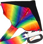 Large Rainbow Colored Delta Kite - Easy to Assemble, Launch, Fly - Premium Quality, Great for Beach Use - The Best Kite for Kids - Girls, Boys, Kids, Adults, Beginners and Pros - by IMPRESA