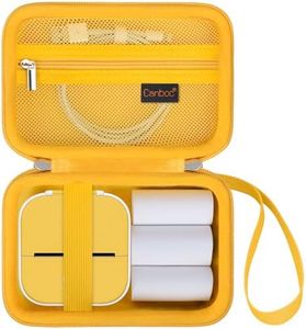 Canboc Carrying Case Compatible with Memoking T02/ M02 Mini Printer Sticker Printer, Pocket Thermal Bluetooth Sticker Maker Box for Thermal Paper, USB Cable, Yellow (Case Only)