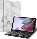 MoKo Keyboard Case Compatible with Samsung Galaxy Tab A7 Lite 8.7 2021 (SM-T225/T220/T227), PU Tablet Cover Shell Case with Removable Wireless Keyboard Fit Galaxy Tab A7 Lite 2021 Tablet, Marble White