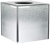 American Atelier Glitter Mirror Glass Square Tissue Box Holder, Silver