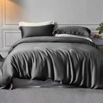 Laurel & Mason 100% Bamboo Luxury 4 Piece Duvet Set - Deluxe Bedding with 2 Pillowcases, Fitted Sheet and Duvet Cover (Charcoal Grey, UK King Size)