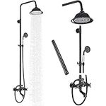 Gmusre Oil Rubbed Bronze 3-in-1 Rainfall Shower Set Wall-Mounted Bathroom Shower Fixture Shower Tub Spout 8 Inch Rain Shower Head Handheld Spray 12 Inch Extension Tube Included