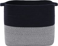 22"x14"x18" Mega Size Rectangular Extra Large Storage Basket, Cotton Rope Storage Baskets, Woven Laundry Hamper, Cloth Storage Bin, for Clothes Blanket in Living Room, Dark Blue Mix