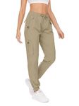 Women's Cargo Joggers Lightweight Quick Dry Walking Trousers Casual Outdoor Workout Hiking Pants (2066,Khaki,L)