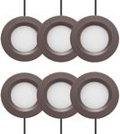 GETINLIGHT 2.75" Wide 3000K Dimmable LED Puck Lights Kit, Plug-in Installation with recessed or Surface Mounted, Bronze Finished, Set of 6, IN-0102-6-BZ