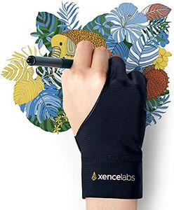 XENCELABS Drawing Glove, Artist Glove for Graphics Drawing Tablet Digital Art Glove Two Finger Artist Glove Left Right Handed Artist Glove Smudge Guard, Black, Size L