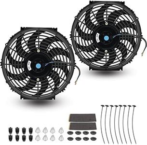 2PCS 12 Inch Universal Slim Fan Push Pull Electric Radiator Cooling 12V 80W Mount Kit Black