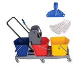 TARGET HYGIENE Three Bucket MOP Wringer Trolley| 3 Bucket Wringer Trolley | Three Bucket MOP System for Cleaning for Hospital | Free with Wet MOP Clip & Refill | 60 LTR