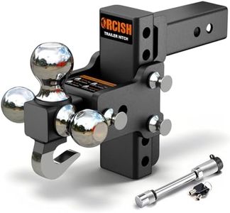 ORCISH Adjustable Rotating Trailer Hitch, 4-in-1 Tri-Ball & Tow Hook, 360° Swivel Ball Mount, 2.5" Receiver with 5" Drop/Rise, Ball Sizes: 1-7/8", 2", 2-5/16", Anti-Theft Lock, Fits Truck SUV RV