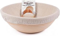 (25 cm) Round Banneton Proofing Basket Set - Brotform Handmade Unbleached Natural Cane For homemade Crusty Fresh Artisan Bread