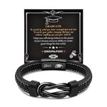 CheersLife Graduation Gifts for Him High School, College Graduation Gifts for Men Class of 2024 Leather Knot Bracelet, Graduation Gifts for Son Boyfriend Brother Grandson Friends Classmate (Black)