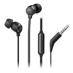 Motorola Earbuds 3-S Wired Earbuds with Microphone - Corded in-Ear Headphones, Comfortable Lightweight Silicone Ear Buds, Non-Tangle Flat Cable, 9.4mm Drivers Clear Bass Sound - Black