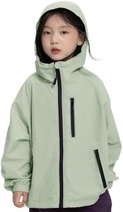 Rolanko Girls Rain Jacket Boys Lightweight Rain Coat Kids Water Resistant Outwear Jacket Windbreaker for Camping (Green,10-12)