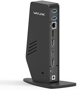 WAVLINK Station d'accueil universelle USB 3.0/USB C prend en charge les sorties vidéo double 4K pour ordinateur portable, PC ou Mac (DisplayPort et HDMI, Gigabit Ethernet, audio 2 en 1, 5 ports USB)