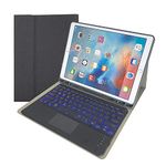 Keyboard Case (Touch Mouse Keyboard) for iPad Pro 12.9 (2015,1st Gen/2017,2nd Gen), 7-Color Backlit Keyboard Cover with Pencil Holder