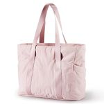 BAGSMART Women Tote Bag Large Shoulder Bag Top Handle Handbag with Yoga Mat Buckle for Gym, Work,Travel, Pink, Large