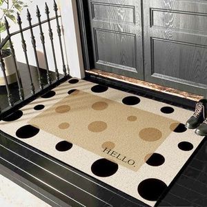 Front Door Mat Welcome Hello Mat Low Pile Doormat Indoor Entrance Non Slip Door Mat for Entryway Outside High Traffic Area Entrance Mat, 45X75 CM