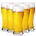 BPFY 16oz Pilsner Beer Glasses Set of 6 for Home, Pub, Food-Grade Clear Pint Glasses, Easy to Grasp Bar Glassware, Dishwasher Safe(480ml)