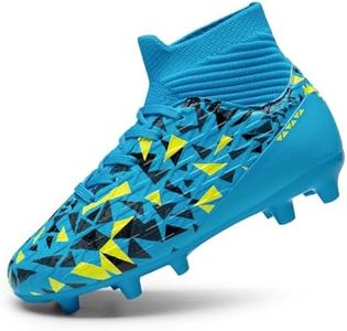 DREAM PAIRS Boys Football Cleats Youth High Top Firm Ground Soccer Shoes SDSO2402K Size 5 Big Kid Blue