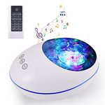 Ritmo Lucky Stone Ocean Wave Projector LED Night Light Remote Control TF Cards Music Player Speaker Aurora Water Wave Projection (White)