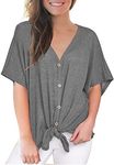 MIHOLL Womens Loose Blouse Short Sl