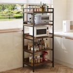 HOME CUBE 5-Tier Metal Storage Shelf with Wooden Shelves, Kitchen Organizer Rack, Microwave Stand, Bookshelf, Standing Shelf Units, Multipurpose Storage Rack for Living Room, Office, Garage, Shops