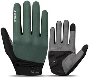 INBIKE Cycling Gloves for Men Women, Shock-Absorbing Memory Gel Padded Biking Gloves, Bicycle Breathable Touchscreen Reflective Full Finger Bike Gloves Green Medium