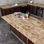 JSK ENTERPRISE Vinyl Marble Wallpaper Peel and Stick Waterproof Wallpaper for Home Kitchen Countertop Cabinet Furniture Oil Proof Kitchen Stickers (60X200) (Light Brown Wallpaper)