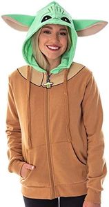 Star Wars Baby Yoda Juniors The Mandalorian The Child Character Costume Zip Hoodie (Medium)