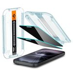 Spigen Glas.tR EZ Fit Privacy Tempered Glass Screen Protector for iPhone 16, iPhone 15-2 Pack