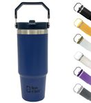 House of Quirk 900ML Stainless Steel Double Vacuum Insulated Tumbler with Lid and Straw for Hot and Cold Beverages - Cobalt Blue