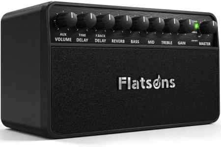 Flatsons FBA-20 Portable Electric Guitar Amp, 20W Rechargeable Desk Practice Guitar Combo Amplifier with Clean & Drive Channels, Delay Reverb EQ, OTG Recording, for Beginners, Home Use, Backyard Play