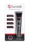 Curvlife New Super Strong on Nail Glue 15g for Press On Nails Tips Quick Drying Semi Solid Nail Glue No Uv Light Needed Long Lasting Fake Acrylic Nails Kit Glue Gel