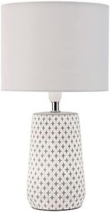 Pauleen Pretty Purity 48215 Table Lamp Max. 20 Watt Handmade White/Grey Bedside Lamp in Nature Look Fabric Concrete E14