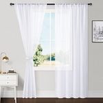 Hiasan White Sheer Curtains 84 Inch