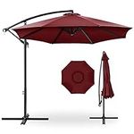 Best Choice Products 10ft Offset Hanging Market Patio Umbrella w/Easy Tilt Adjustment, Polyester Shade, 8 Ribs for Backyard, Poolside, Lawn and Garden - Burgundy