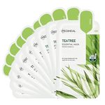 MEDIHEAL Teatree Care Solution Essential Mask, Pack of 10 Cotton Facial Sheet Mask with Tea Tree Oil and Cica Extracts, Moisturizing Facial Sheet Masks with Soothing Sensitive Skin and Sebum Control