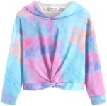 Arshiner Hoodies for Teen Girls Twist Front Tie Dye Hooded Sweatshirt Casual Long Sleeve Tops Clothes Girls Pink Sweatshirt Girls Hoodies Size 6