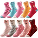 SUNBVE 10 Pairs Pack Toddler Little Girls Fun Cotton Ankle Socks