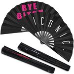 Rave Fan 2 Packs Black Large Folding Hand Fan Bamboo Chinese Fan with Voice for Men and Women Party Performance, Dance, Decorations, Gift, 13 Inch (Novelty Style)