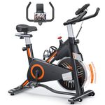 Exercise Bike, 150KG Weight Capacity Indoor Cycling Bikes for Home with Magnetic Resistance, Belt Drive Workout Stationary Bike with Monitor & Phone Mount & Comfortable Seat