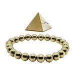 Ali Crystal The Dream'S Crystal Natural Pyrite Bracelet, Pyrite Tumble,Pyrite Heart,Pyrite Cube,Pyrite Ball Pyrite Stone Rough Original Healing Gemstone Reiki For Men & Women (Pyramid)