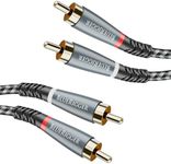 BlueRigger RCA Cable, 6FT (2RCA Male to 2RCA Stereo Audio Cable, Braided, Gold Plated, Subwoofer)- Compatible with Home Theater, Amplifier, Hi-Fi System, HDTV, Car Audio, Turntable, Receiver, Speaker