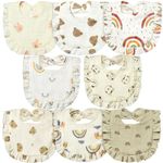 Lictin Muslin Baby Drool Bibs - 8 Pack Baby Bandana Drool Bibs Cotton Unisex, Snap Muslin Bibs for Boys Girls