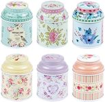 TooGet Elegant Metal Tinplate Empty Tins, Shabby Chic Mini-boxes for DIY Candles, Dry Storage, Spices, Tea, Candy, Party Favors, and Gifts (Cylinder 6-Pack)