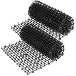 HEIHAK 2 Rolls 2m x 28cm Prickle Strip Dig Stopper, Black Cat Repellent Mat Flat Prickle Strip with 8 Metal U Shape Pegs, Cat Spike Strips Pet Deterrent Mats for Garden, Fence