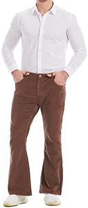 Wbestwind Men's Relaxed Vintage 60s 70s Corduroy Slim Bell Bottom Stretch Fit Classic Comfort Flared Flares Retro Leg Pants, Brown, XX-Large